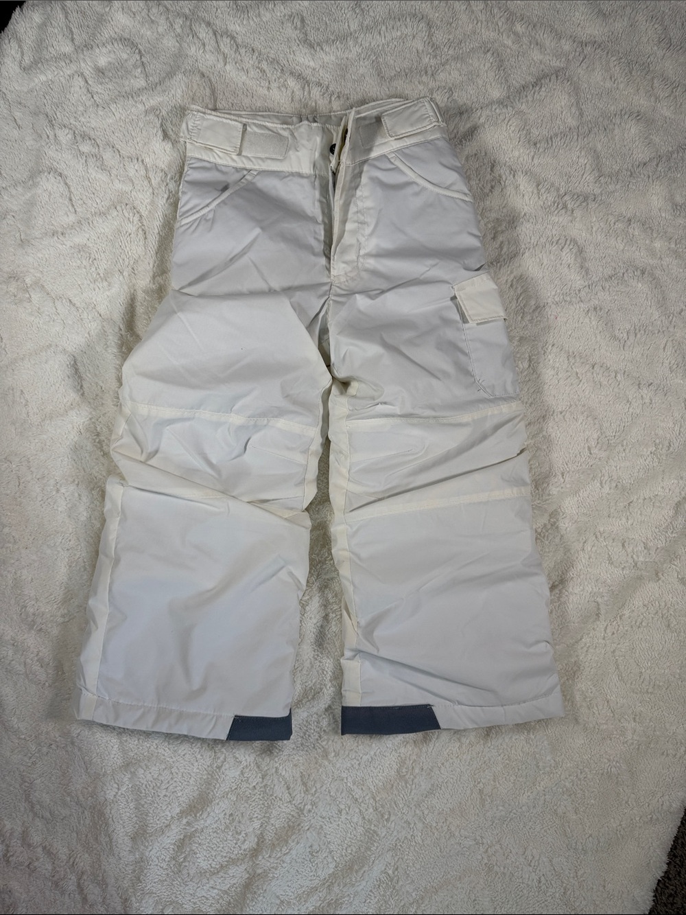 Columbia Kids White Snow Pants with Dark Hem Accents